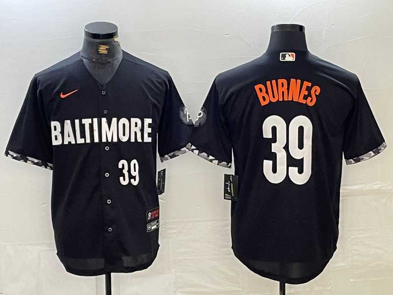 Mens Baltimore Orioles #39 Corbin Burnes Number Black 2023 City Connect Cool Base Stitched Jerseys